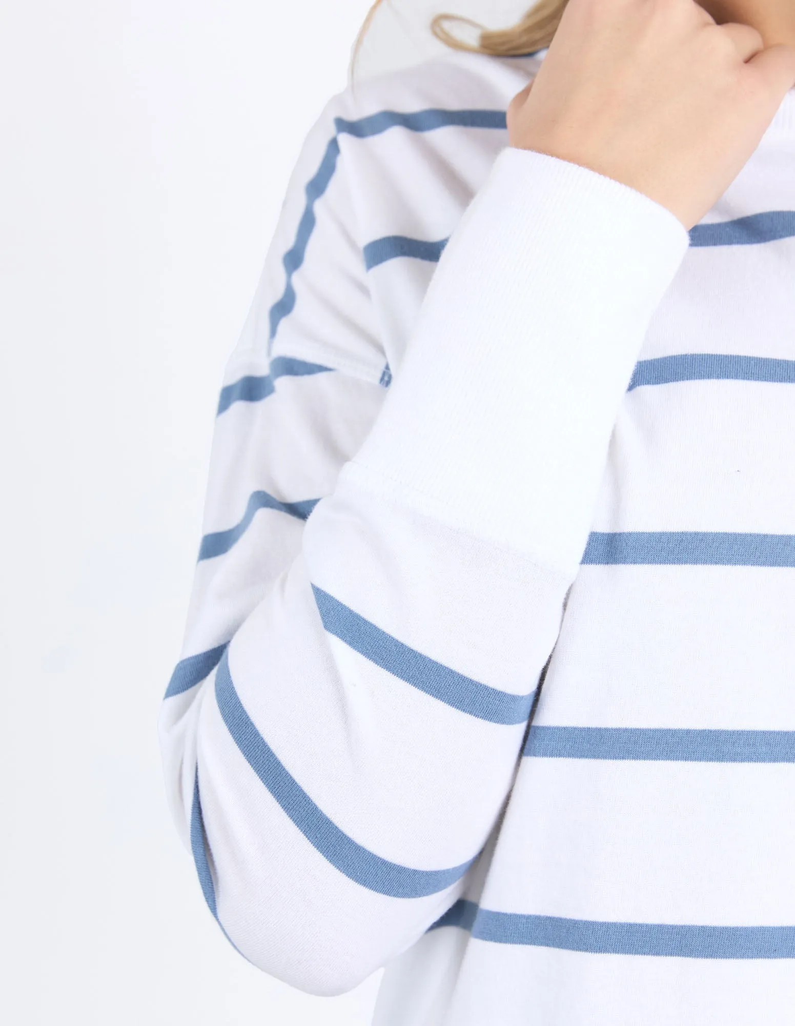 Farrah Stripe Long Sleeve - White/Cornet Blue Stripe