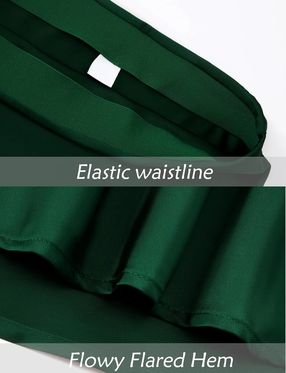 FEOYA Silk Skirts for Women Satin A Line Midi Skirt Elastic Waistband Flared Flowy Mermaid Hem Wedding Elegant Solid Skirt