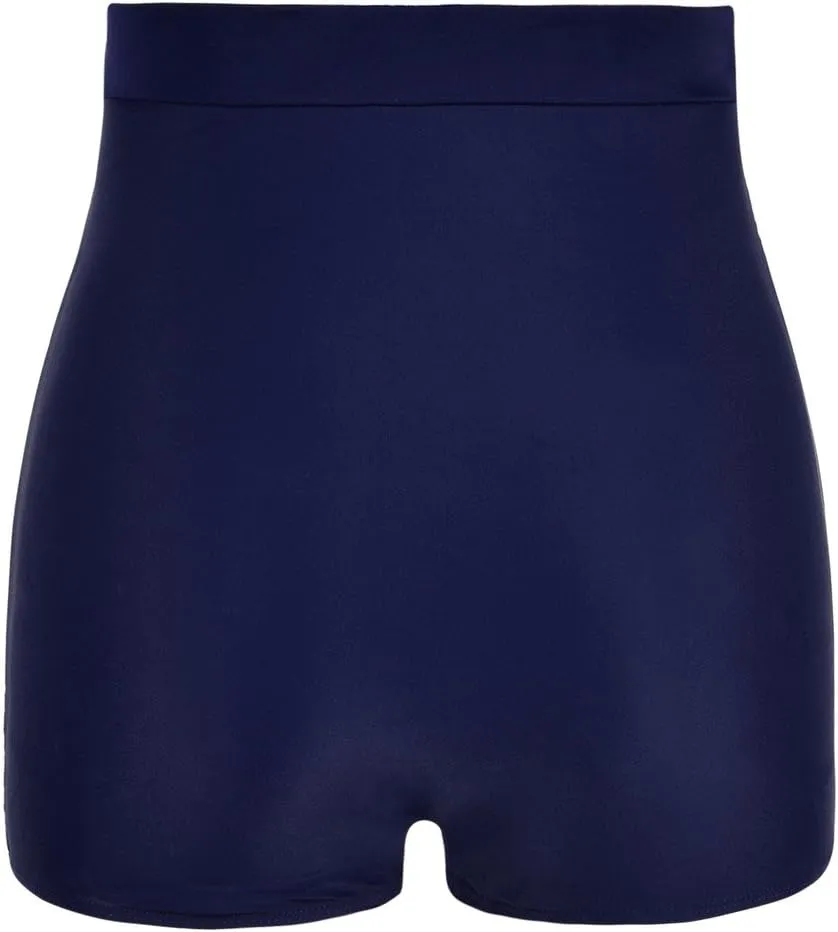 Firpearl Women's High Waisted Bikini Bottom 50s Ruched Boyleg Swim Shorts Tummy Control Swimsuit Bottom
