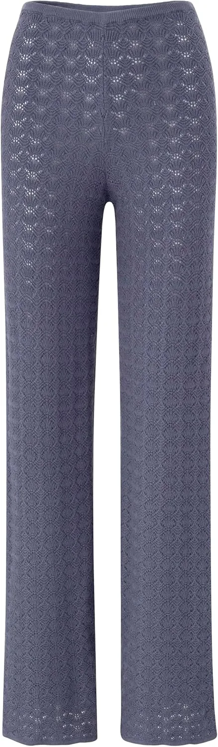 florence by mills Women's Le Pointelle Sweater Lace Wide Leg Pant