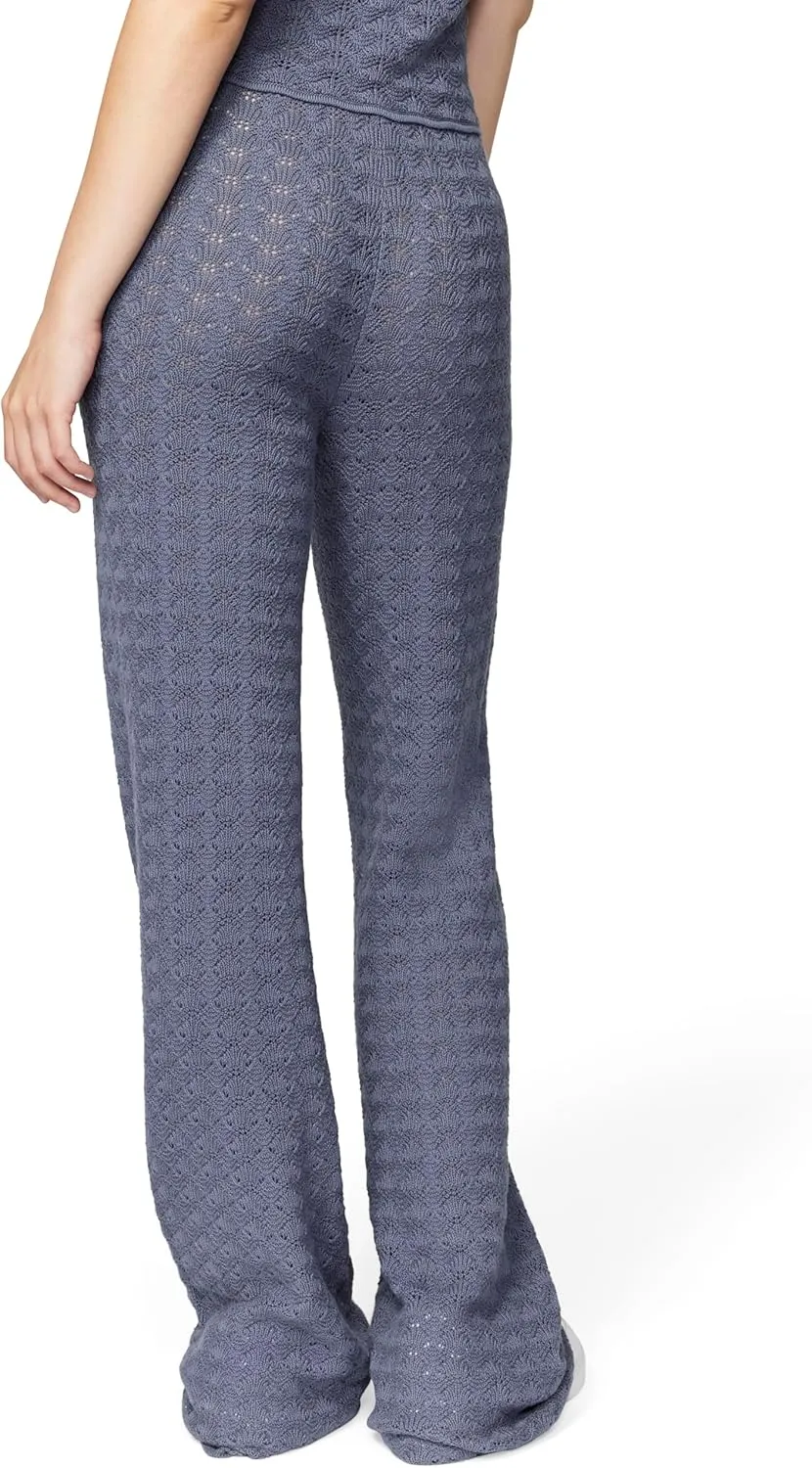 florence by mills Women's Le Pointelle Sweater Lace Wide Leg Pant
