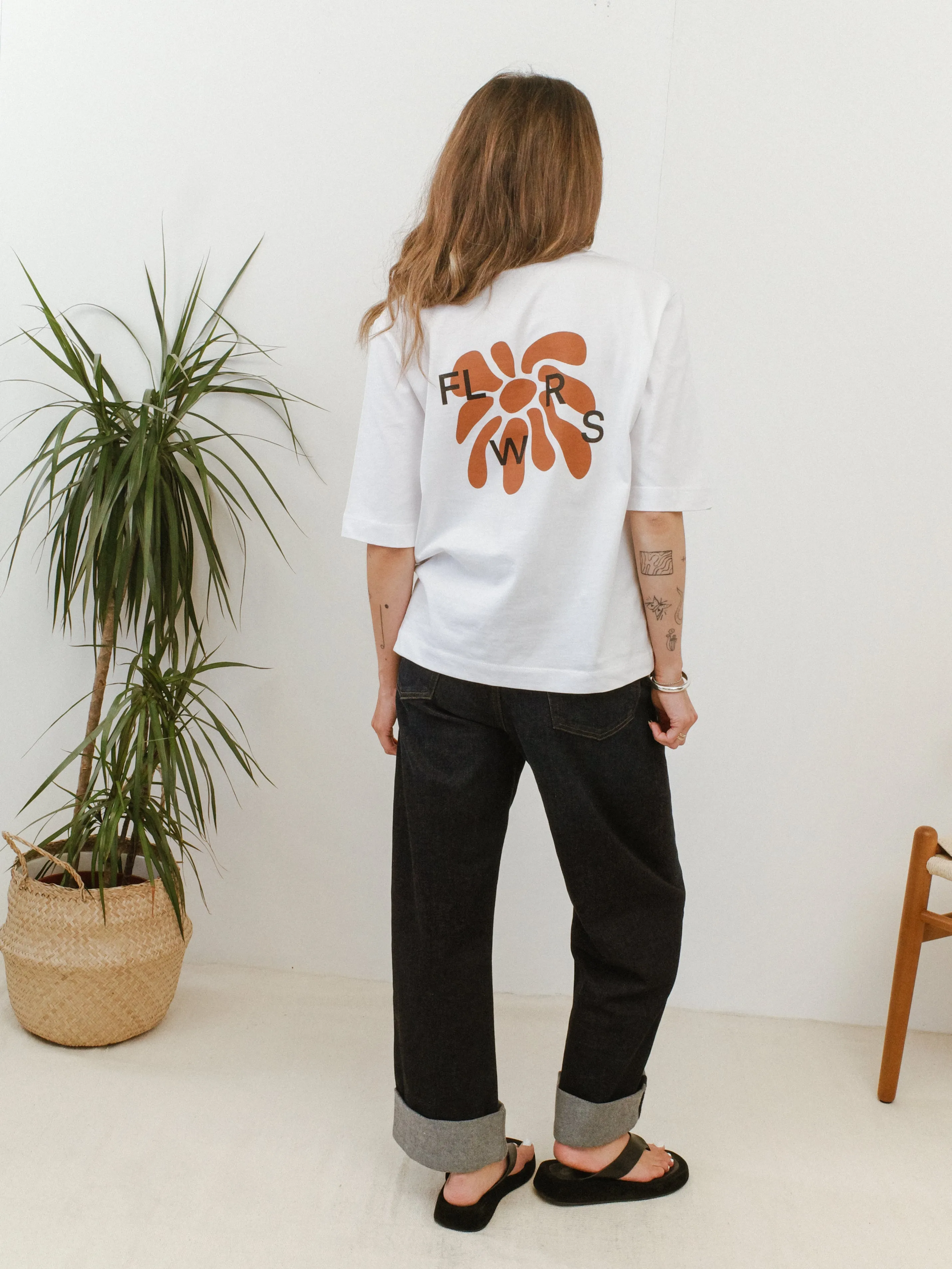 FLWRS Organic Boxy Tee - White