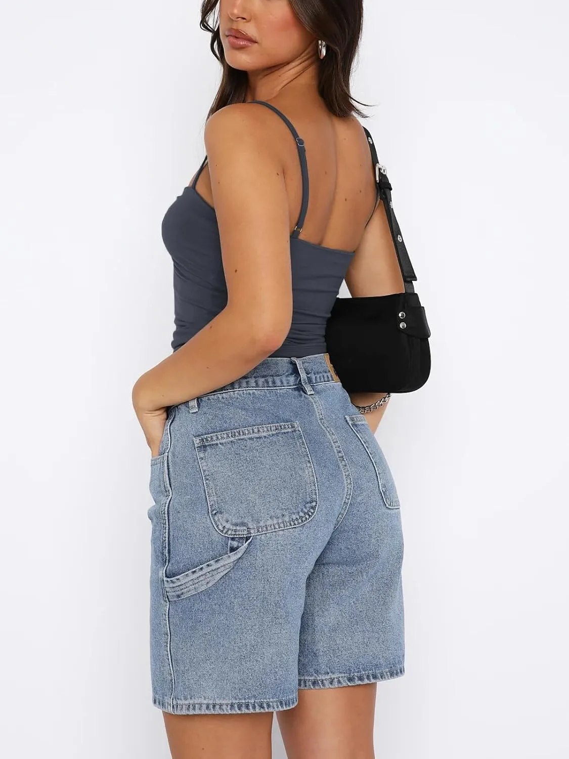 ForeFair Women Y2K Sweetheart Neck Sleeveless Crop Tank Tops Backless Spaghetti Strap Pleated Bustier Camis Going Out Top
