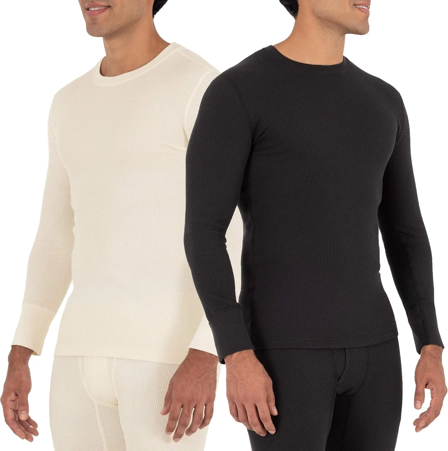 Fruit of the Loom Men's Recycled Waffle Thermal Underwear Crew Top (1 and 2 Packs)