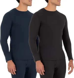 Fruit of the Loom Men's Recycled Waffle Thermal Underwear Crew Top (1 and 2 Packs)