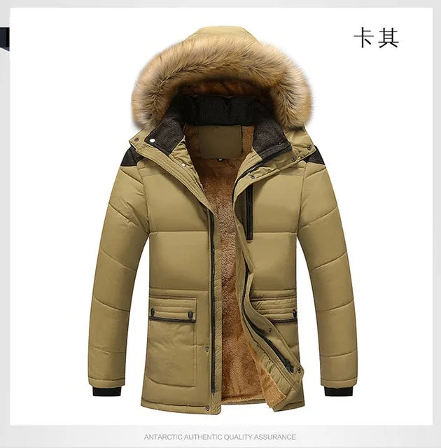 Fur Collar Hooded Men Winter Jacket