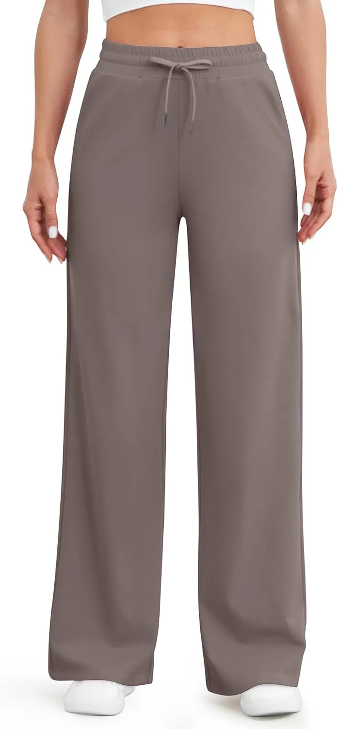 G4Free Wide Leg Yoga Pants with Pockets for Women Sweatpants Casual Drawstring Stretch Pants Petite/Regular/Tall