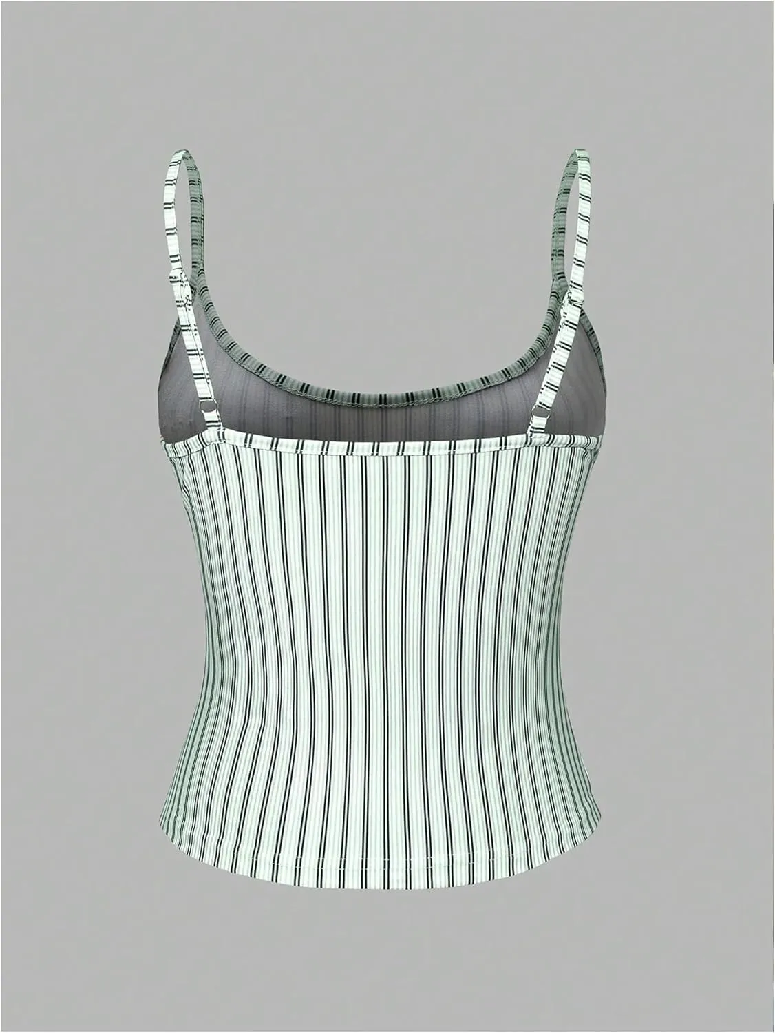 GORGLITTER Women's Scoop Neck Y2k Cute Camisole Crop Tops Backless Spaghetti Strap Tank Top