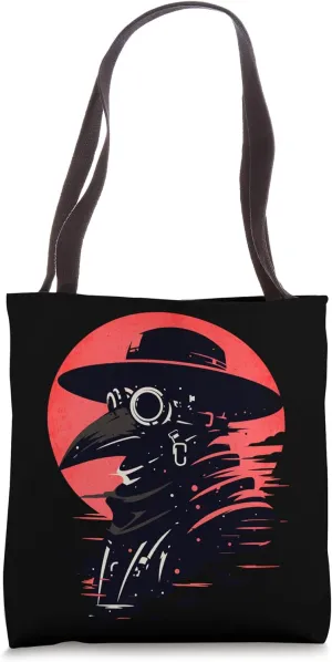Gothic Mask Graphic Steam Punk Themed Plague Doctor Design Tote Bag