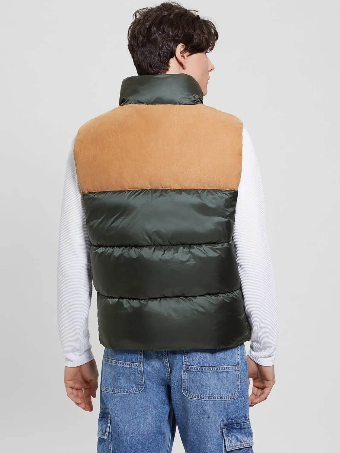 GUESS Men's Yann Fabric Block Puffer Vest