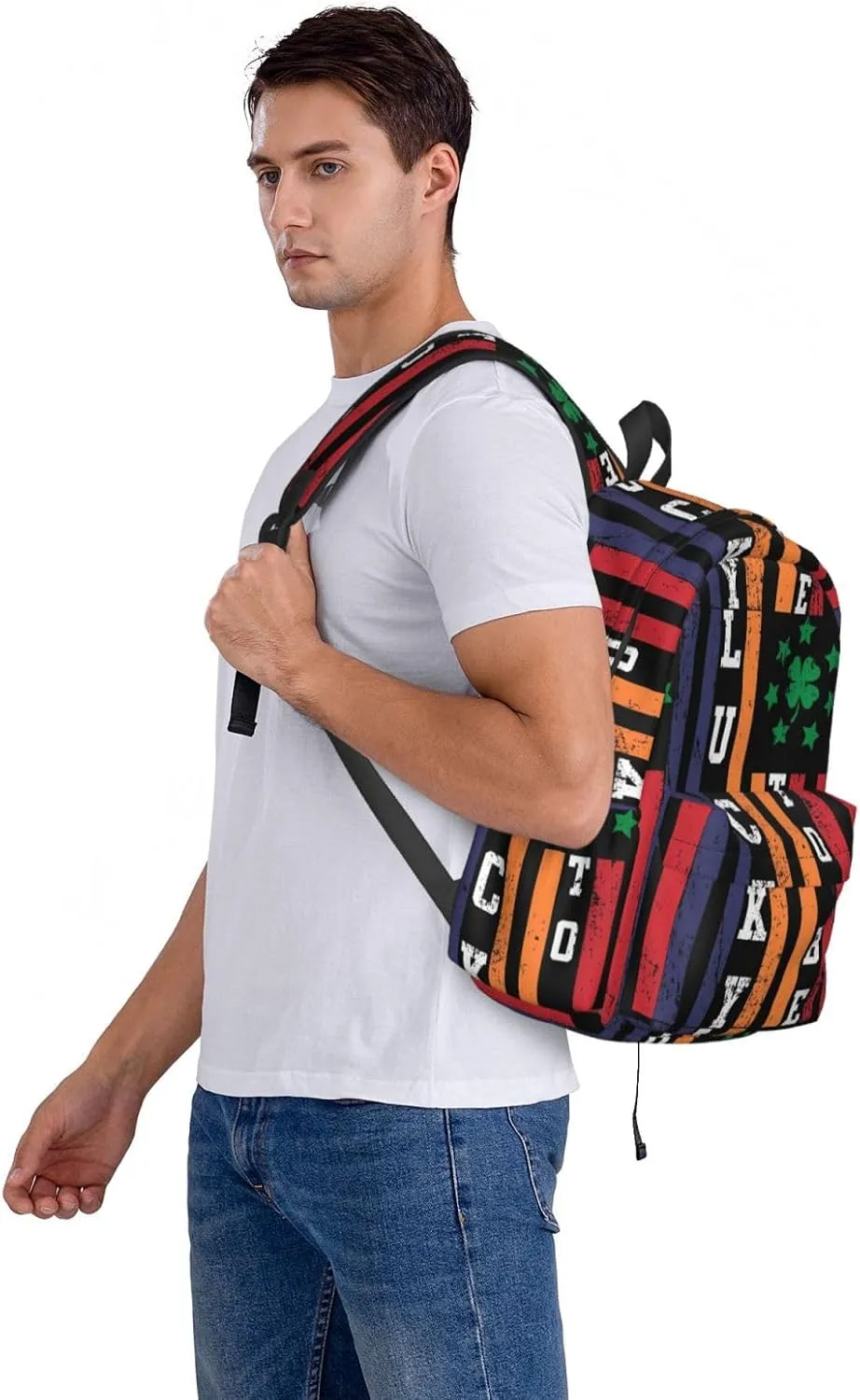 Half Irish Half Italian American Flag Lucky To Be Backpack Casual Laptop Backpack Large Capacity Double Shoulder Bag Travel Daypack For Women Men