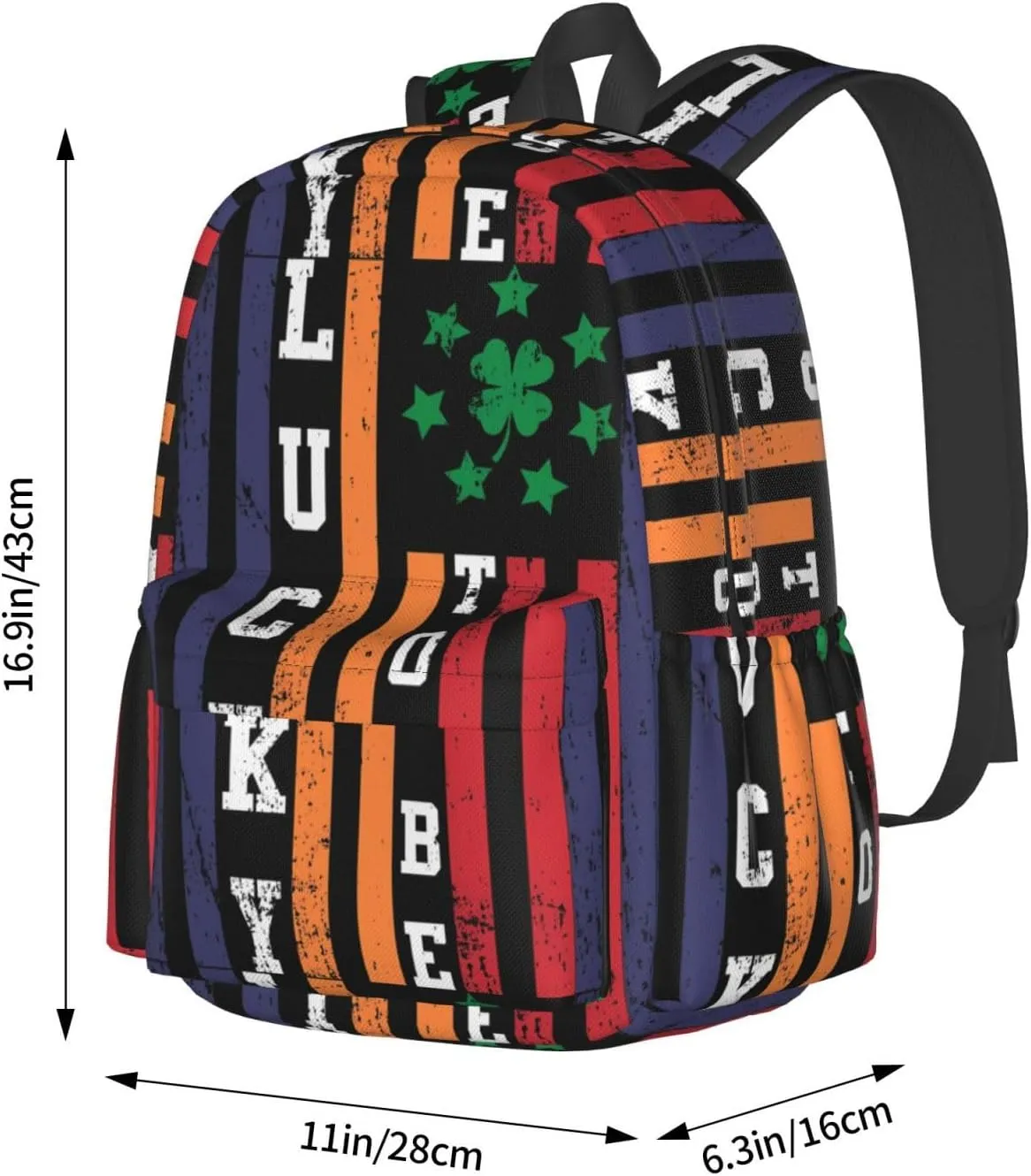 Half Irish Half Italian American Flag Lucky To Be Backpack Casual Laptop Backpack Large Capacity Double Shoulder Bag Travel Daypack For Women Men
