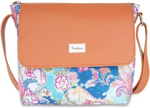 Handcrafted Vegan Leather Sling Bag For Women - Floral Paisley Bucket Sling Bag