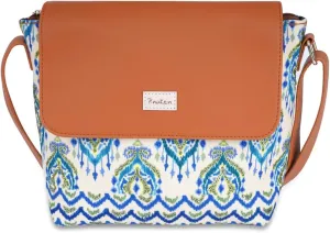 Handcrafted Vegan Leather Sling Bag For Women - Ikat Dmask Bucket Sling Bag