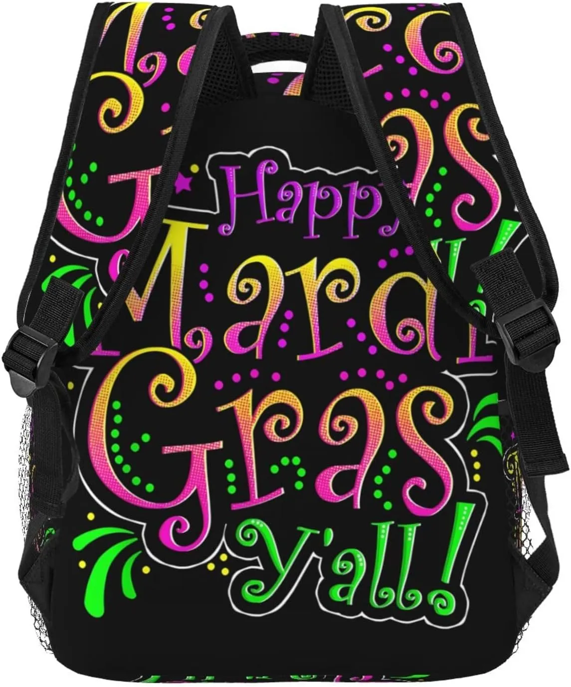 Happy Mardi Gras Y'All Party Parade New Orleans Backpack Casual Laptop Backpack Lightweight Double Shoulder Bag Travel Daypack For Women Men