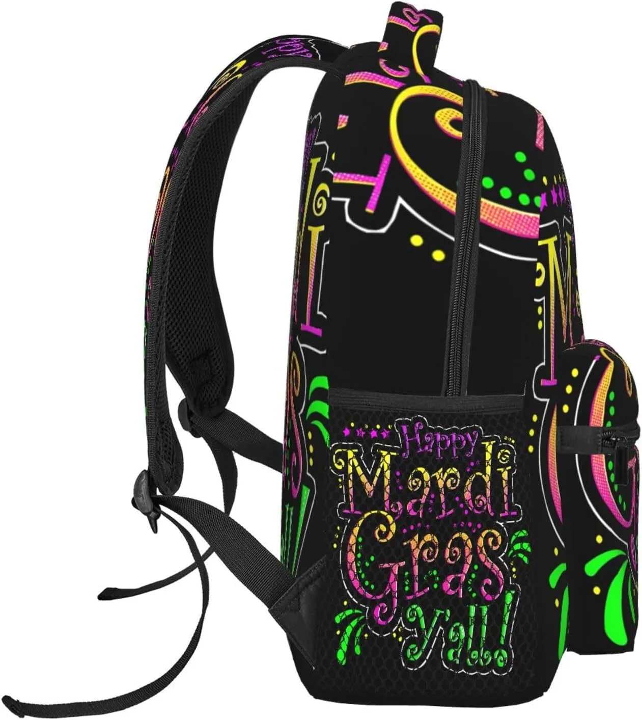 Happy Mardi Gras Y'All Party Parade New Orleans Backpack Casual Laptop Backpack Lightweight Double Shoulder Bag Travel Daypack For Women Men