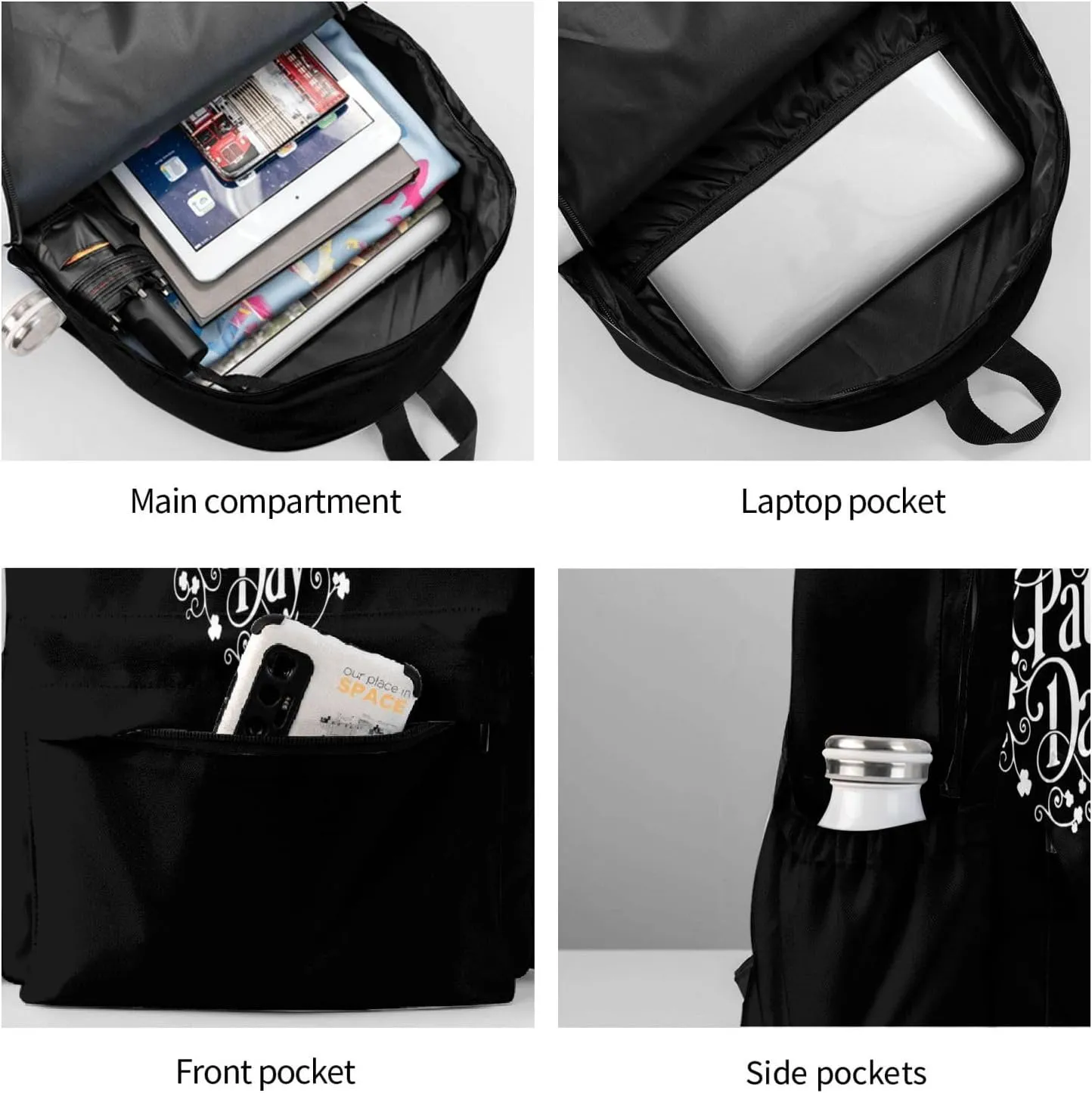 Happy Saint Patrick's Day Backpack Casual Laptop Backpack Large Capacity Double Shoulder Bag Travel Daypack For Women Men