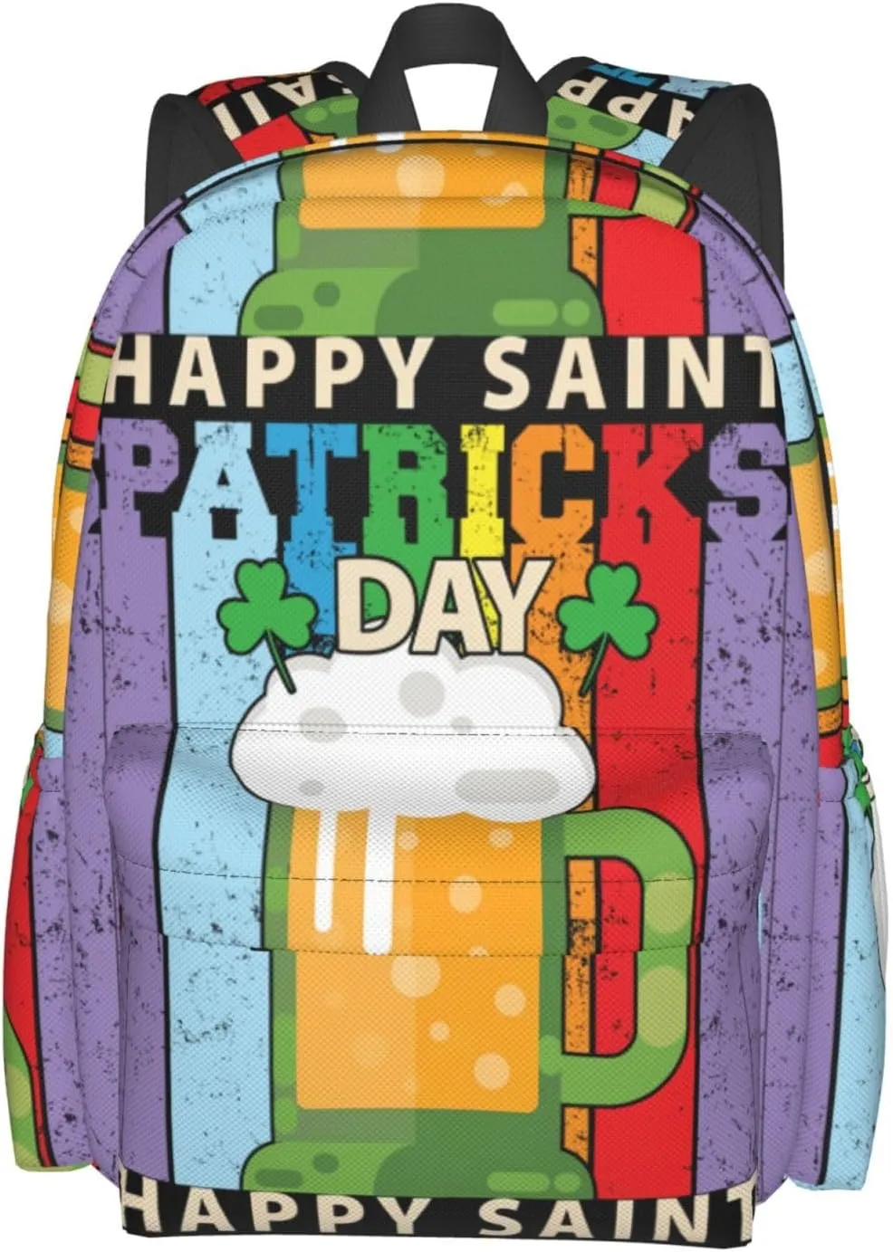 Happy Saint Patrick's Day Beer Lover Backpack Casual Laptop Backpack Large Capacity Double Shoulder Bag Travel Daypack For Women Men