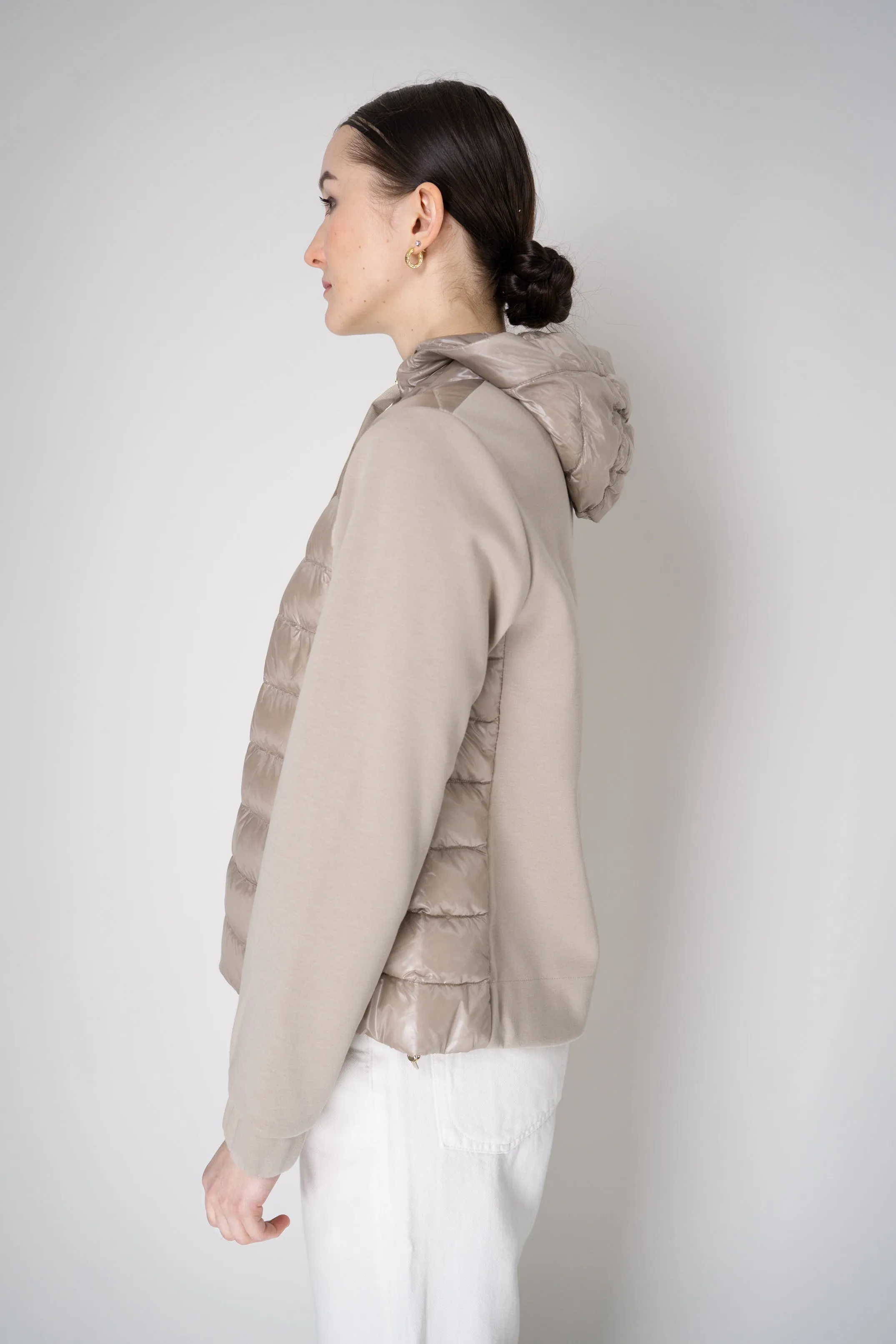 Herno Insulated Hooded Jacket with Jersey Cotton Back in Beige