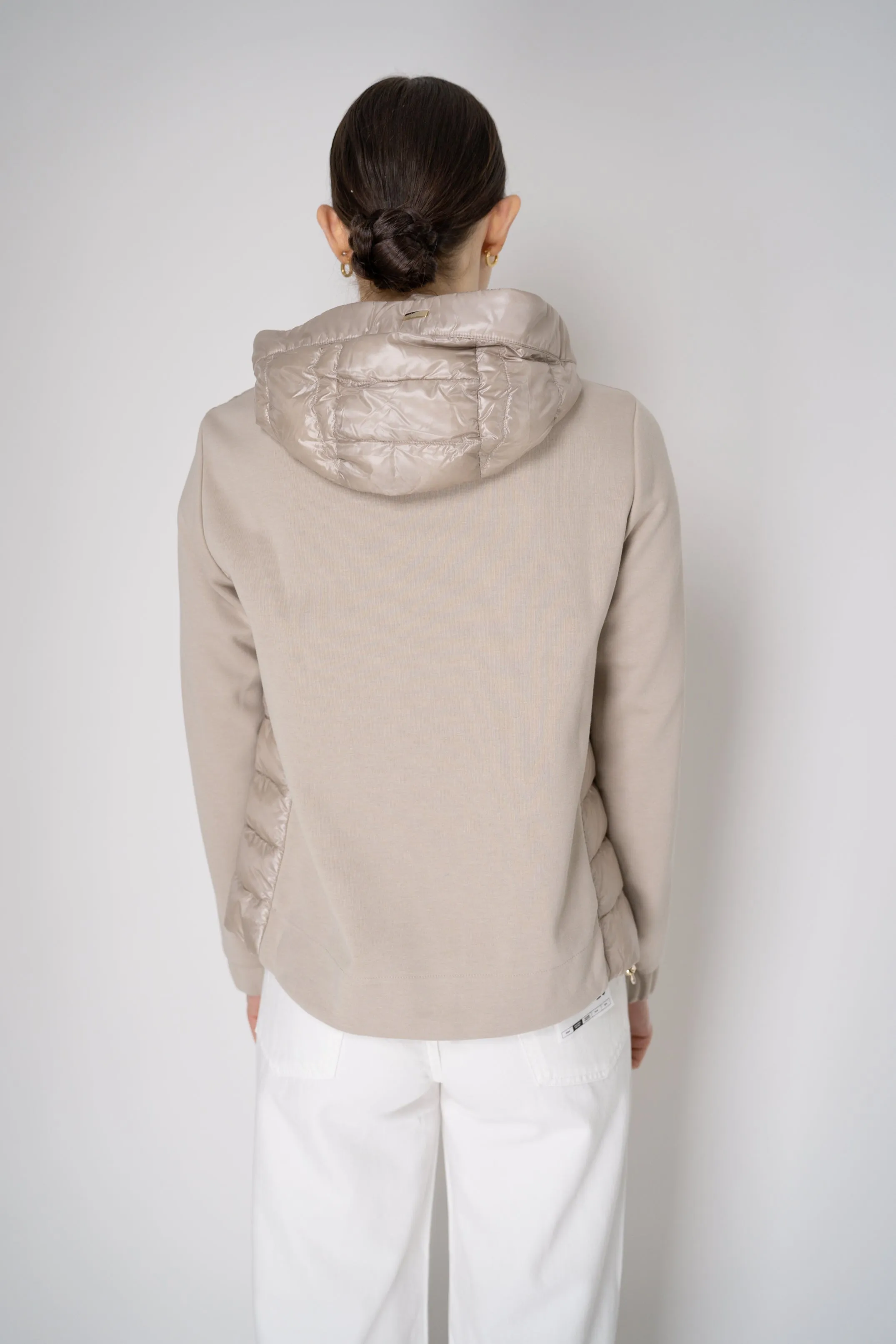 Herno Insulated Hooded Jacket with Jersey Cotton Back in Beige