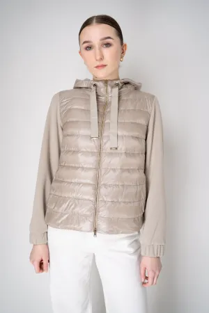 Herno Insulated Hooded Jacket with Jersey Cotton Back in Beige