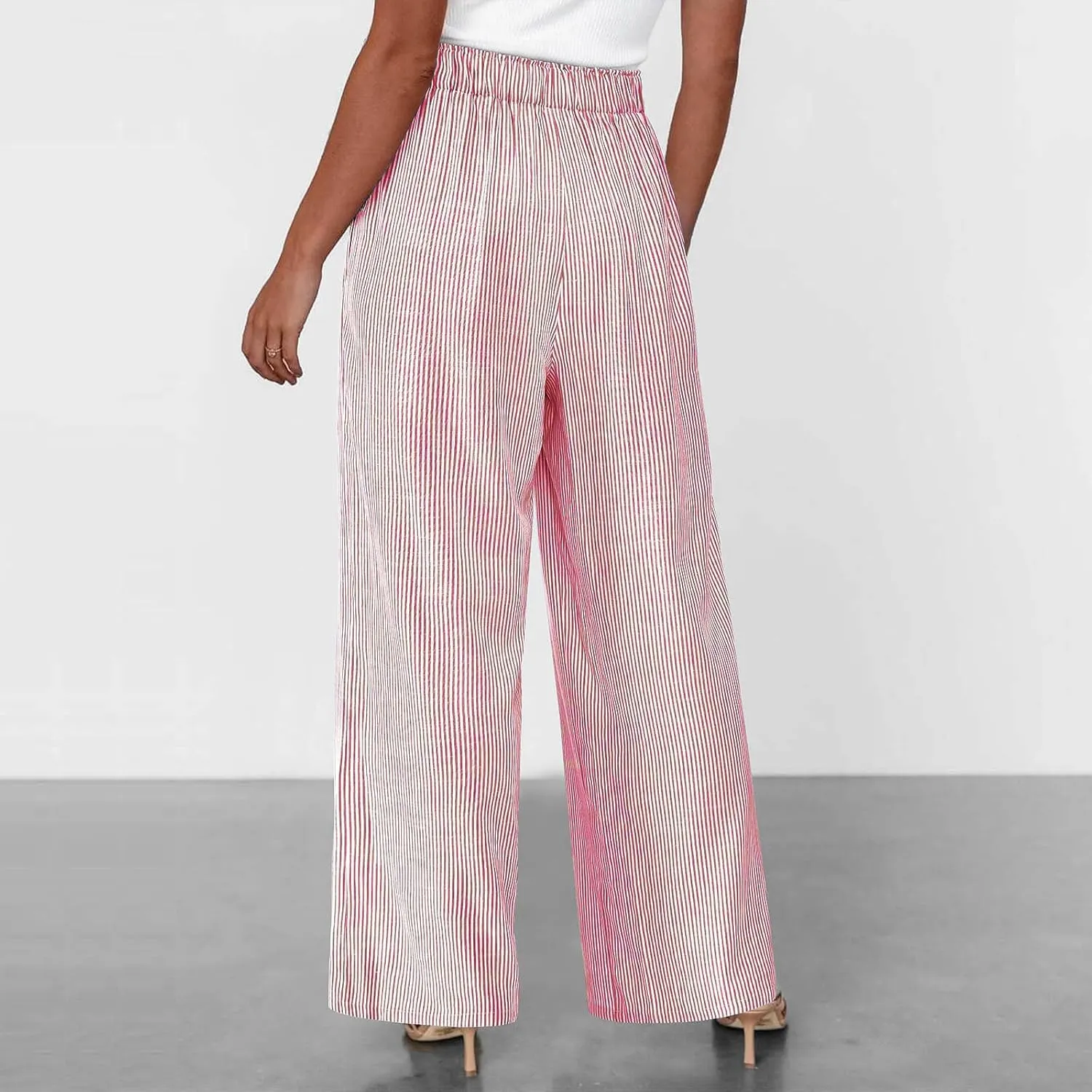 High Waisted Palazzo Pants for Women Wide Leg Paperbag Pant Casual Summer Flowy Lounge Trousers Beach Boho Outfits
