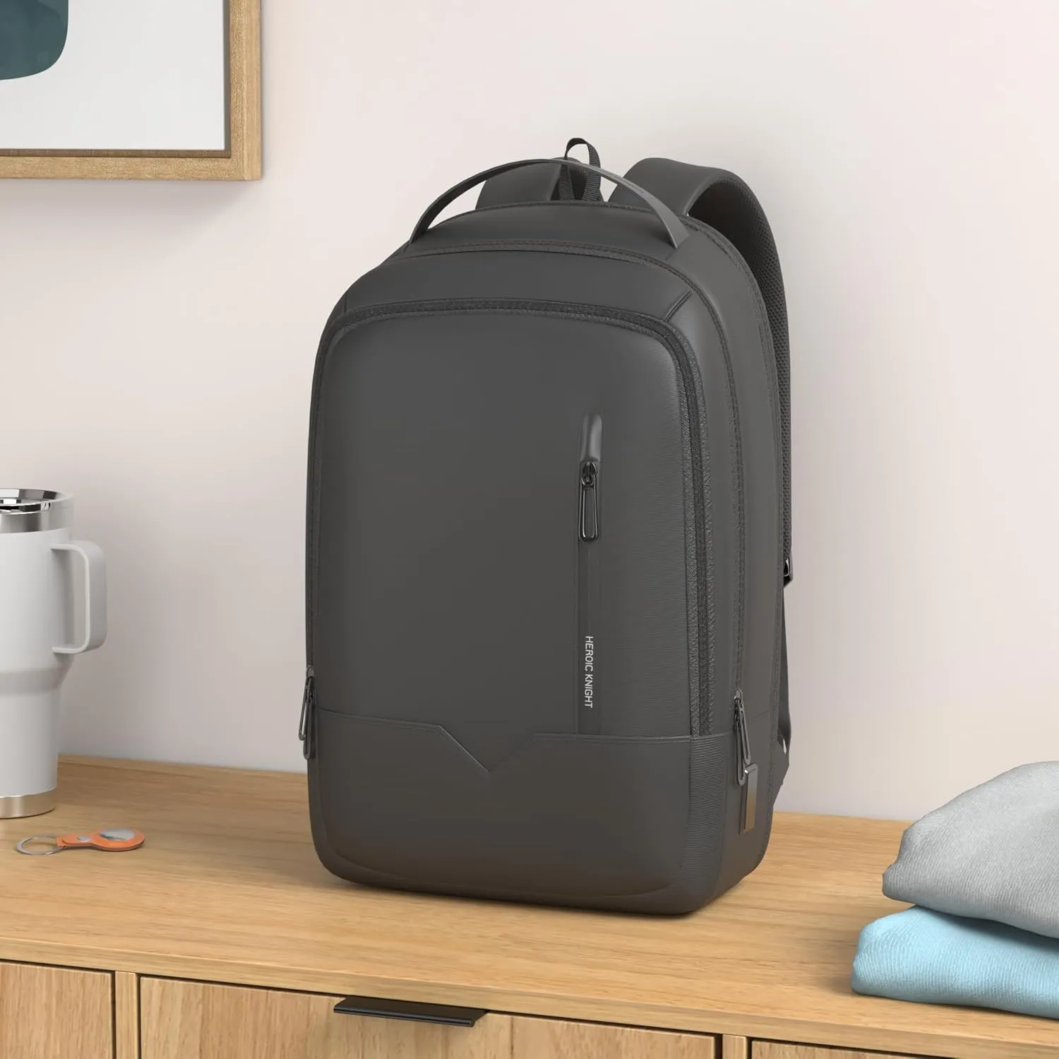 hk Laptop Backpack for Men Expandable Smart Business Backpack with USB Charging Port Water Resistant Anti-theft Lightweight 15.6 Inch Computer Laptop Bag for Office College Commute Travel Work-Black