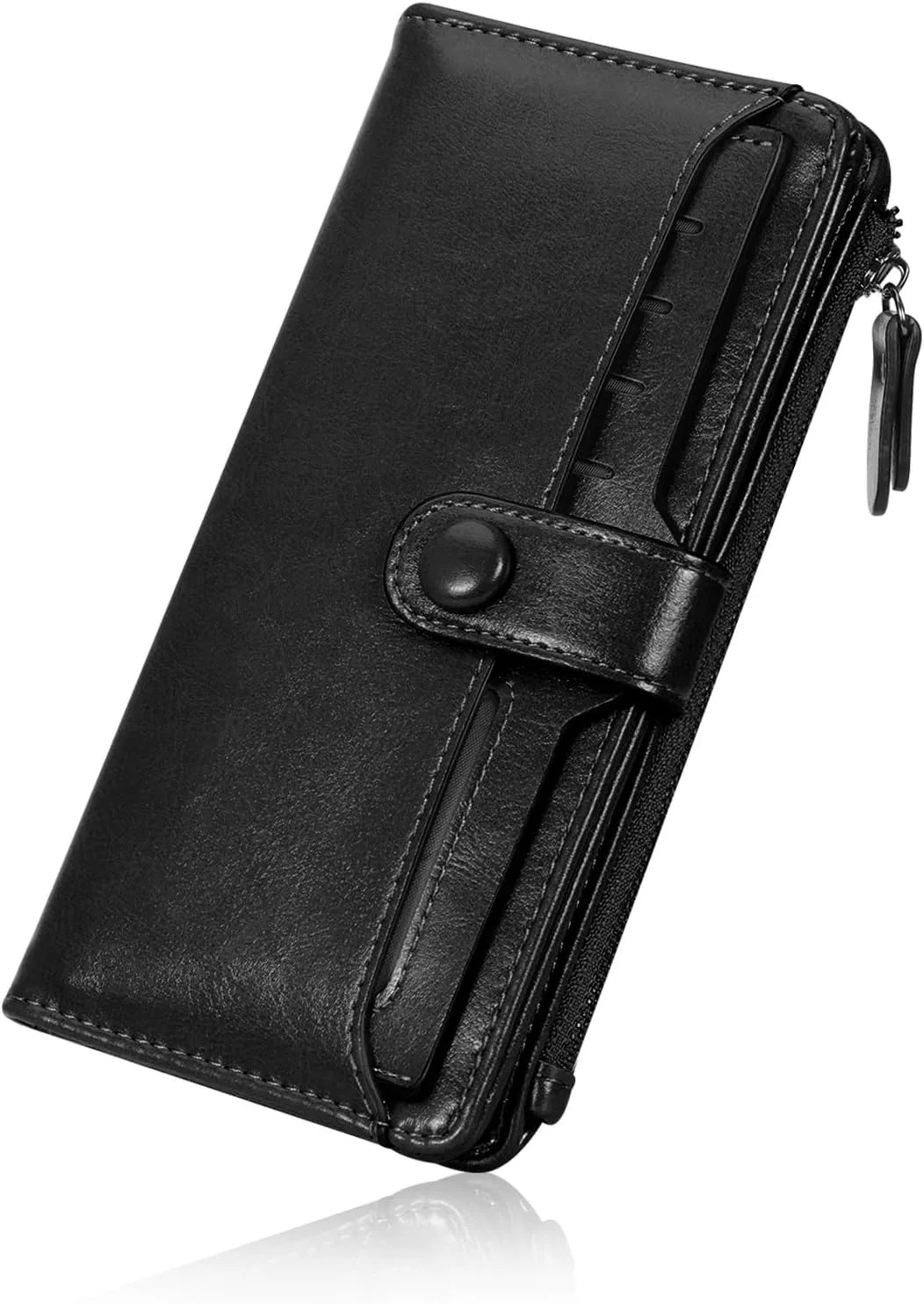 HUA ANGEL Womens Wallet Slim Thin Waxed Leather Billfold Clutch Multi Card Holder with Coin Pocket Large Capacity Long Purse