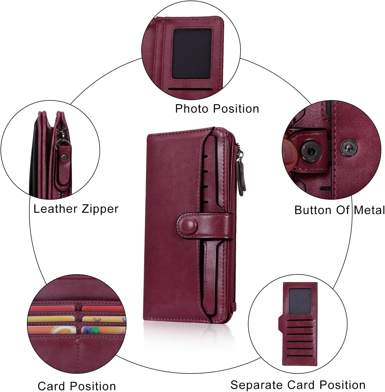 HUA ANGEL Womens Wallet Slim Thin Waxed Leather Billfold Clutch Multi Card Holder with Coin Pocket Large Capacity Long Purse