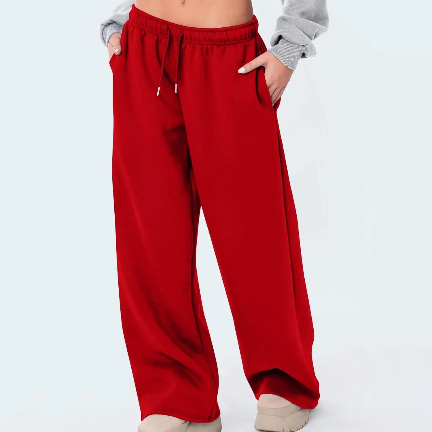 Hvyesh Sweatpants Women Baggy Wide Leg Low Rise Sweat Pants Y2k, Athletic Pants for Women Loose Fit, Comfy Fleece Lined Pants
