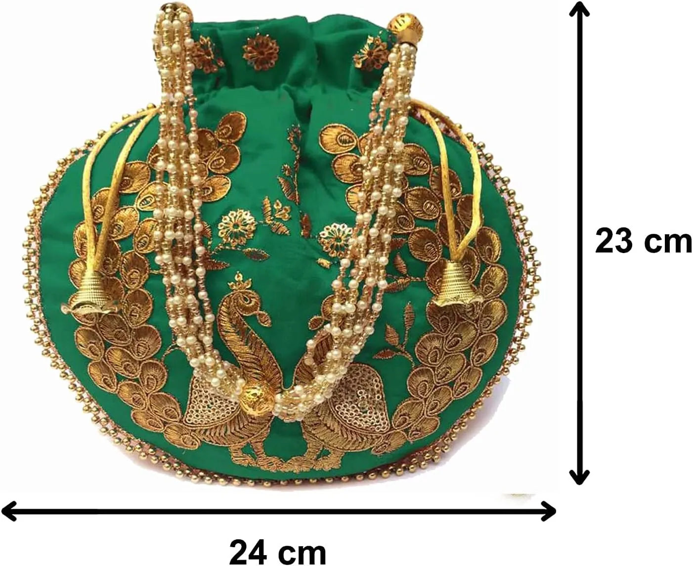 Indian Ethnic Designer Embroidered Silk Potli Bag Batwa Pearls Handle Purse Clutch Purse for Women