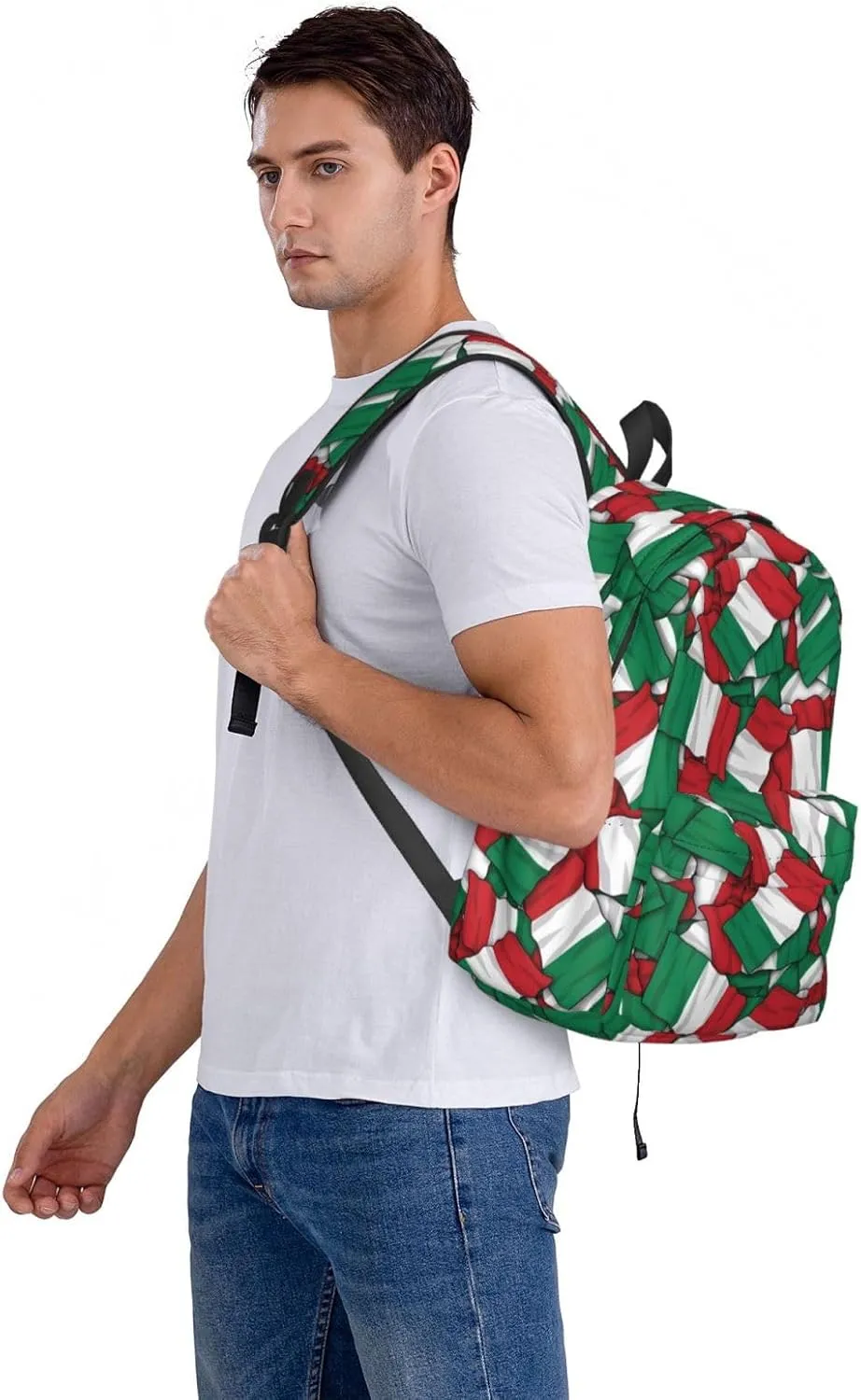 Italian Flag Large Capacity Backpack Casual Double Shoulder Bag Laptop Backpack Travel Daypack For Women Men