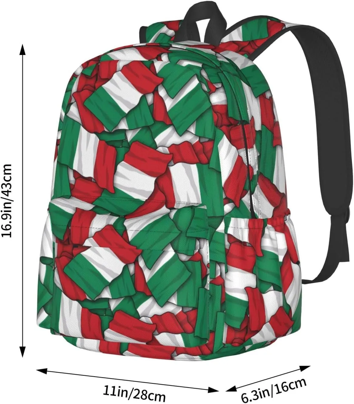 Italian Flag Large Capacity Backpack Casual Double Shoulder Bag Laptop Backpack Travel Daypack For Women Men