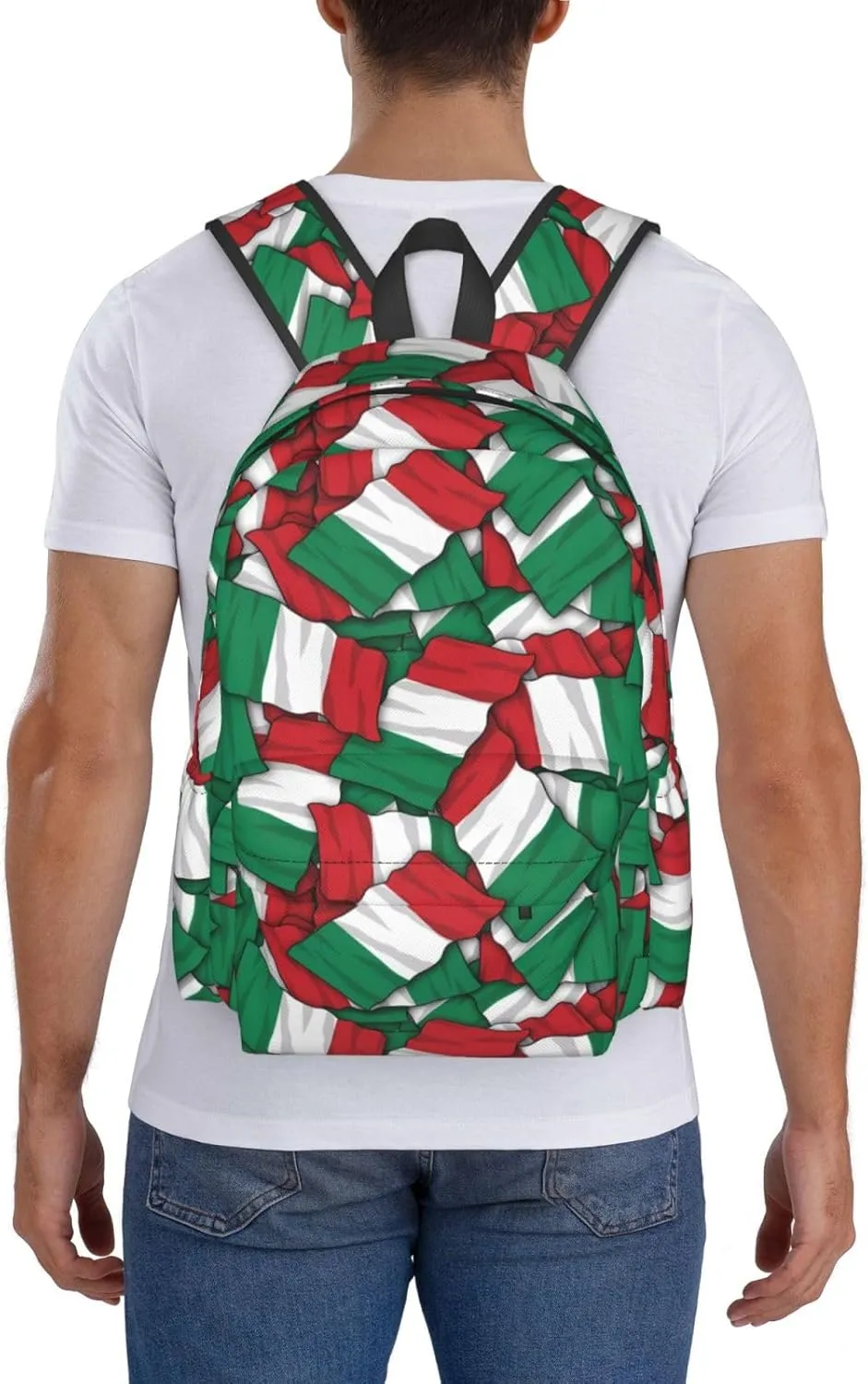 Italian Flag Large Capacity Backpack Casual Double Shoulder Bag Laptop Backpack Travel Daypack For Women Men
