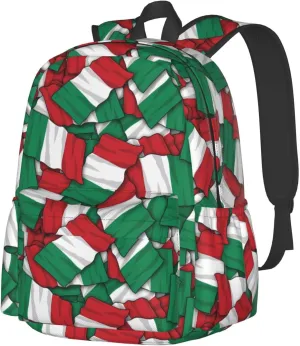 Italian Flag Large Capacity Backpack Casual Double Shoulder Bag Laptop Backpack Travel Daypack For Women Men