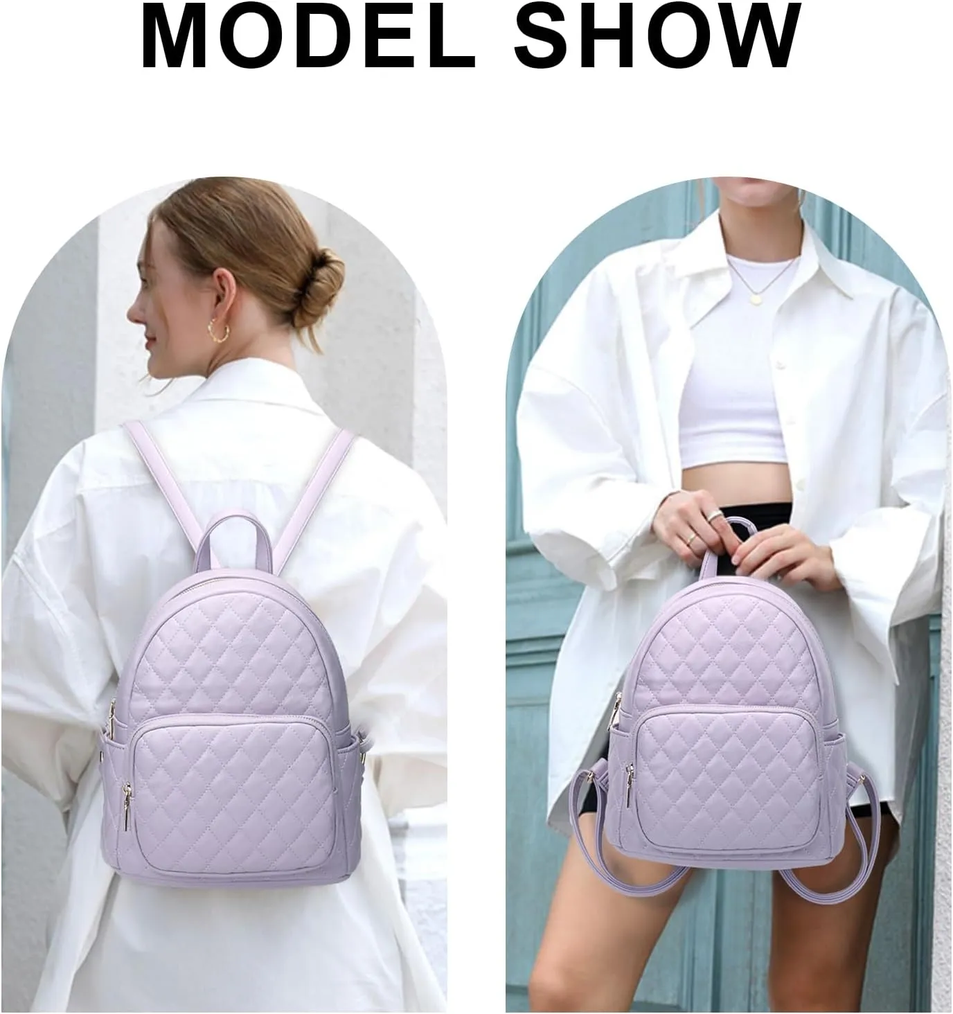 KL928 Quilted Mini Backpack for Women, PU Leather Backpack Purse Designer Satchel Bag, Small Casual Daypack for Ladies