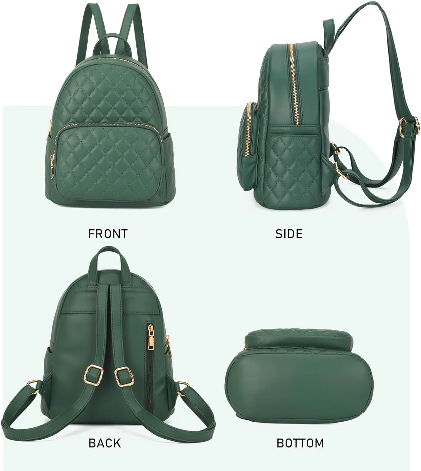KL928 Quilted Mini Backpack for Women, PU Leather Backpack Purse Designer Satchel Bag, Small Casual Daypack for Ladies