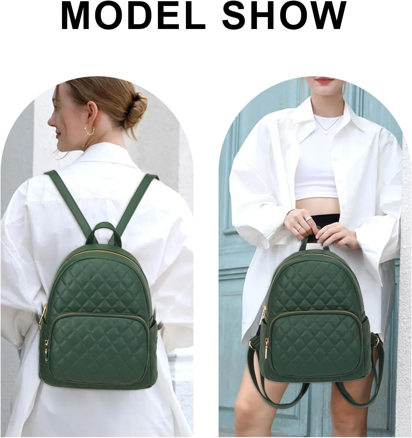 KL928 Quilted Mini Backpack for Women, PU Leather Backpack Purse Designer Satchel Bag, Small Casual Daypack for Ladies