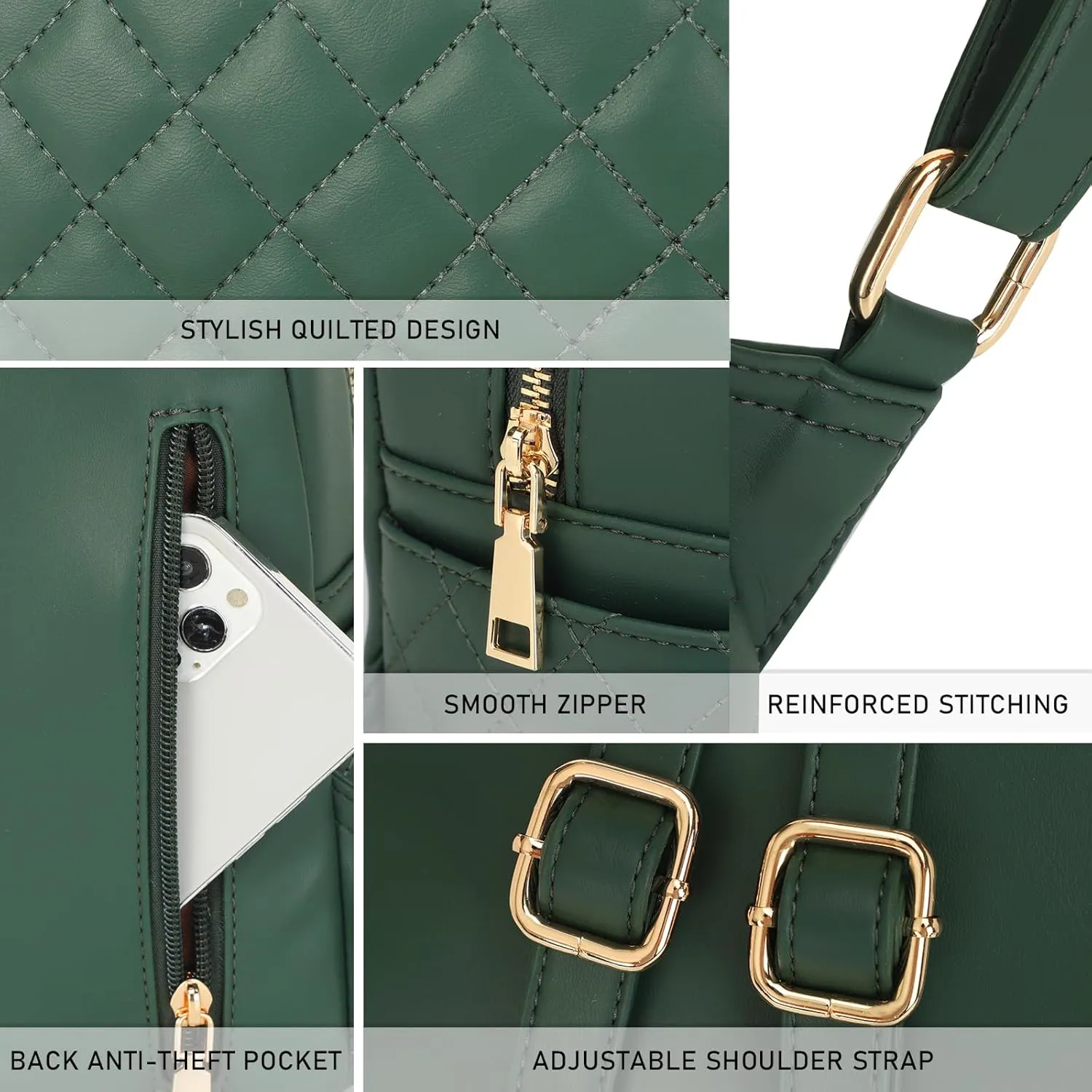 KL928 Quilted Mini Backpack for Women, PU Leather Backpack Purse Designer Satchel Bag, Small Casual Daypack for Ladies