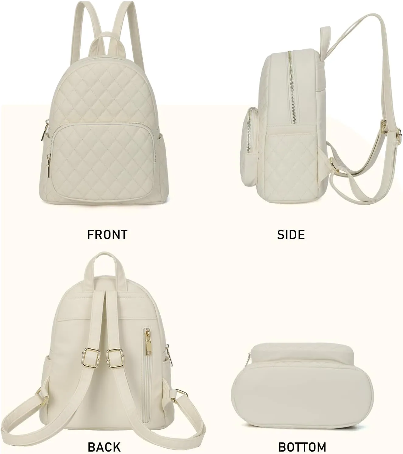 KL928 Quilted Mini Backpack for Women, PU Leather Backpack Purse Designer Satchel Bag, Small Casual Daypack for Ladies