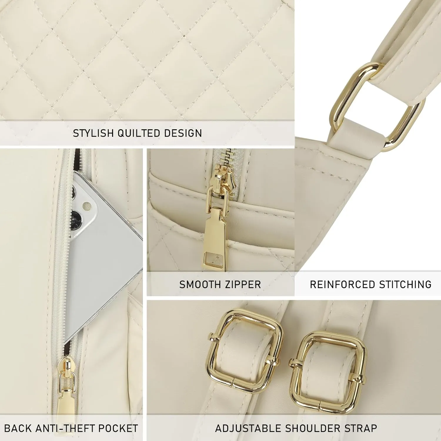 KL928 Quilted Mini Backpack for Women, PU Leather Backpack Purse Designer Satchel Bag, Small Casual Daypack for Ladies