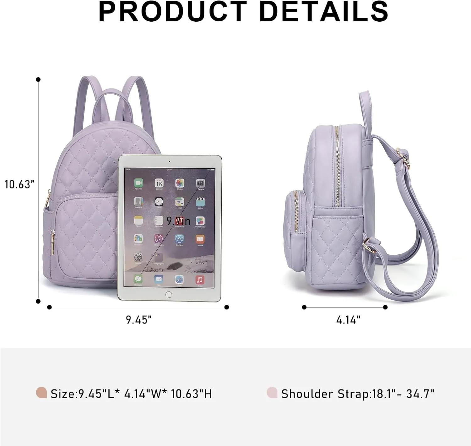 KL928 Quilted Mini Backpack for Women, PU Leather Backpack Purse Designer Satchel Bag, Small Casual Daypack for Ladies