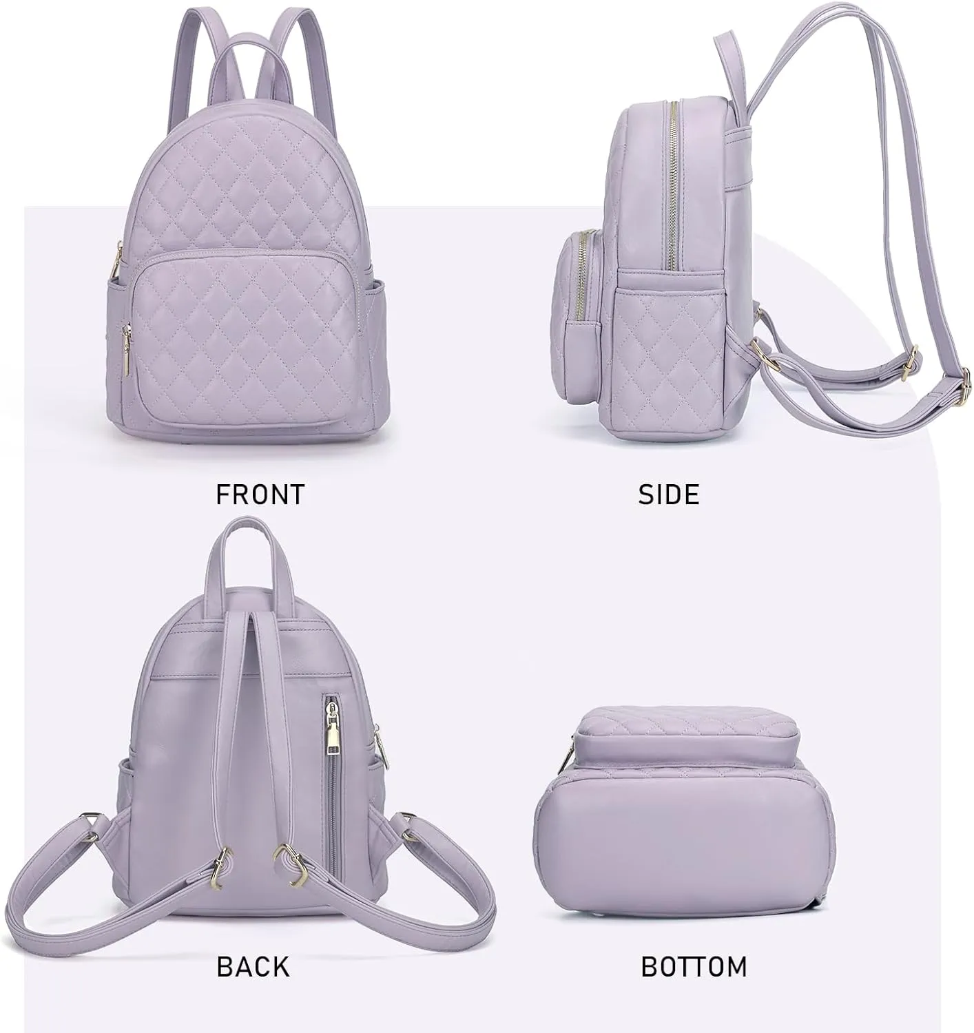 KL928 Quilted Mini Backpack for Women, PU Leather Backpack Purse Designer Satchel Bag, Small Casual Daypack for Ladies
