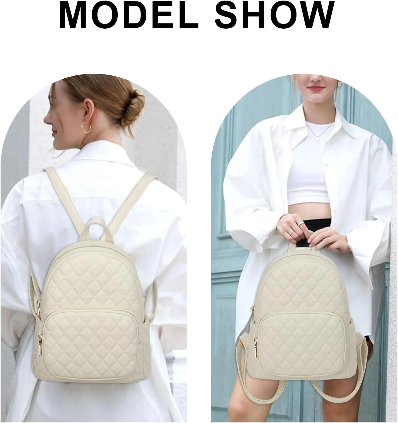 KL928 Quilted Mini Backpack for Women, PU Leather Backpack Purse Designer Satchel Bag, Small Casual Daypack for Ladies