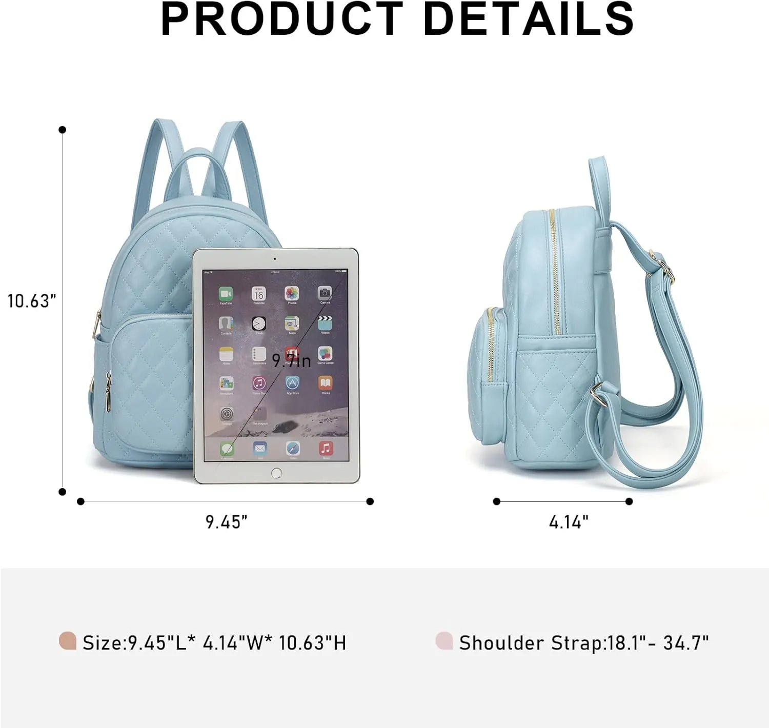 KL928 Quilted Mini Backpack for Women, PU Leather Backpack Purse Designer Satchel Bag, Small Casual Daypack for Ladies