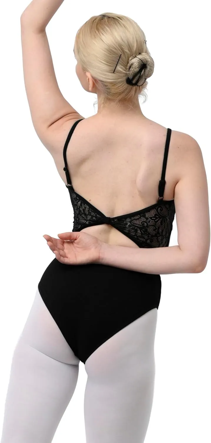 Lace Cut Out Back V-Neck Camisole Leotards 03D2405