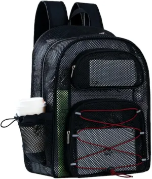Large Mesh Backpack for School 17.4" *13" Heavy Duty, See Through Stylish Backpack for Girls Boys Student Beach Travel Hiking Outdoor (Bordeaux)