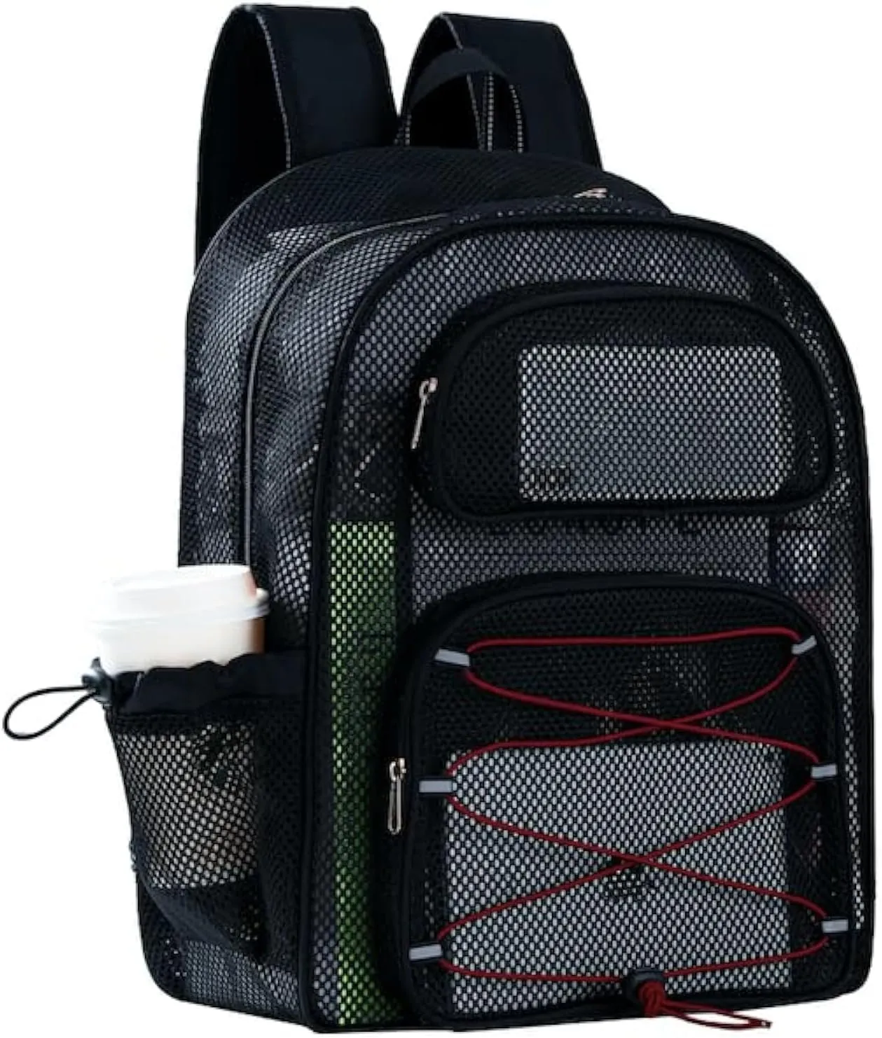 Large Mesh Backpack for School 17.4" *13" Heavy Duty, See Through Stylish Backpack for Girls Boys Student Beach Travel Hiking Outdoor (Bordeaux)
