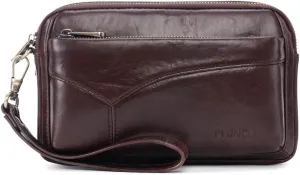 Leather Clutch Purse Wallet Men Wristlet Holder Wrist Bag Pack Business Handbag