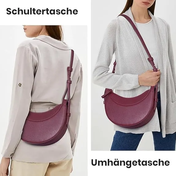 Leather Crescent Bag for Women Shoulder Bag, Saddle Bag Trendy Crossbody Bag Purse Casual Dumpling Hobo Hand Bag